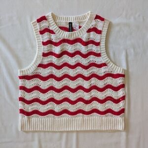 Red and white striped sweater vest tank by Divided